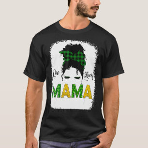 Een gelukkige Mama Messy Bun Leopard St Patrick S  T-shirt