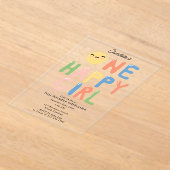 Een Gelukkige Meisje Verjaardag Nodig 1e Verjaarda Acryl Uitnodigingen (Laagn)