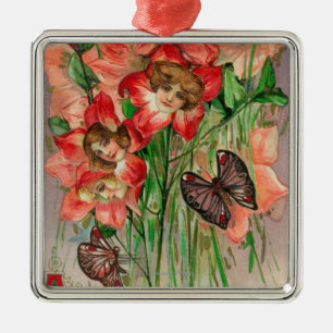 Een gelukkige Pasen met vrouwelijke kopbloemen Metalen Ornament