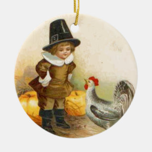 Een gelukkige Pelgrim van de Thanksgiving en een Keramisch Ornament