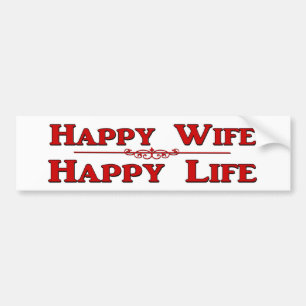 Een gelukkige vrouw gelukkig leven. bumpersticker