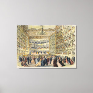 Een gemaskerde bal bij het Fenice-theater, Veneti Canvas Afdruk
