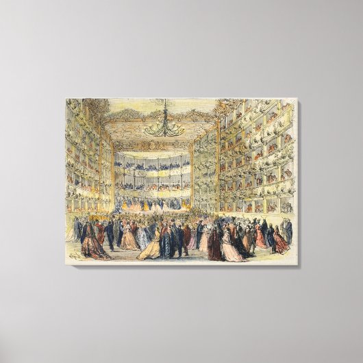Een gemaskerde bal bij het Fenice-theater, Venetië Canvas Afdruk (Voorkant)