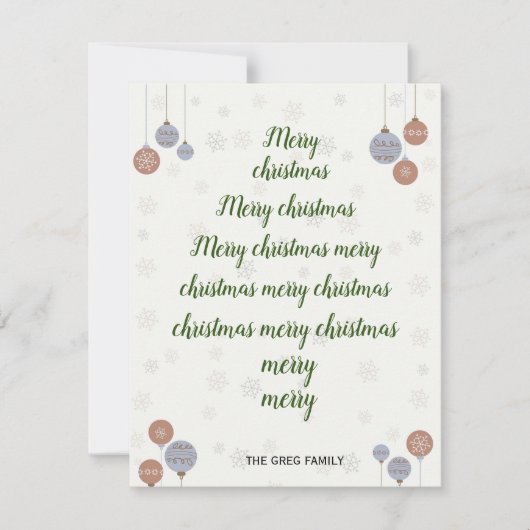 Een gepersonaliseerde typografie vrolijke kerstkaa feestdagenkaart (Voorkant)