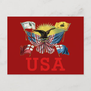 Een geschiedenis van Amerikaanse vlaggen op een T- Briefkaart