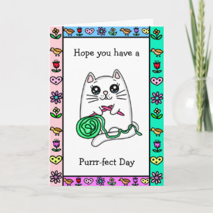 Een Gesponnen dag hebben   Kat Pun-vriendschap Kaart