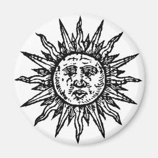 Een gestileerd zwart-wit zonneteken magneet