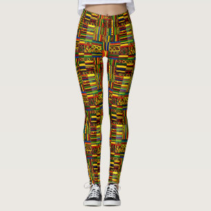 Een gestileerde interpretatie van "Kente"-print Leggings