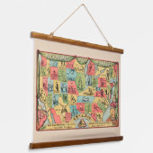 Een gestileerde kaart van de Verenigde Staten met Hangend Wandkleed (Gebogen)