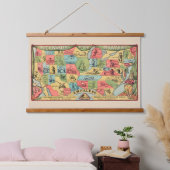 Een gestileerde kaart van de Verenigde Staten met Hangend Wandkleed (Slaapkamer)