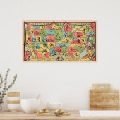 Een gestileerde kaart van de Verenigde Staten met  Poster (Keuken)