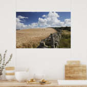 Een gestreepte draadhek gebouwd langs een stenen h poster (Keuken)