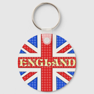 Een getextureerde vlag van de Union Jack met Engel Sleutelhanger