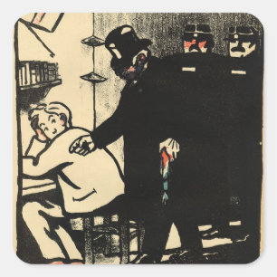 Een gevangene wordt verbannen van misdaden en vierkante sticker