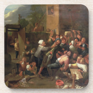 Een gevecht buiten een Tavern Bier Onderzetter