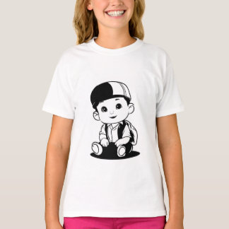 Een gewaagde, speelse gele cartoon letter 'Z' met  T-shirt