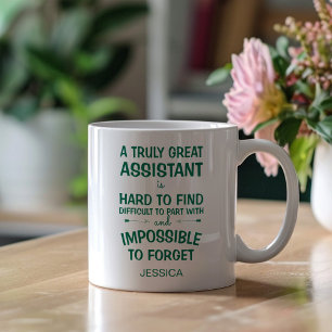 Een geweldige assistent met een naam koffiemok