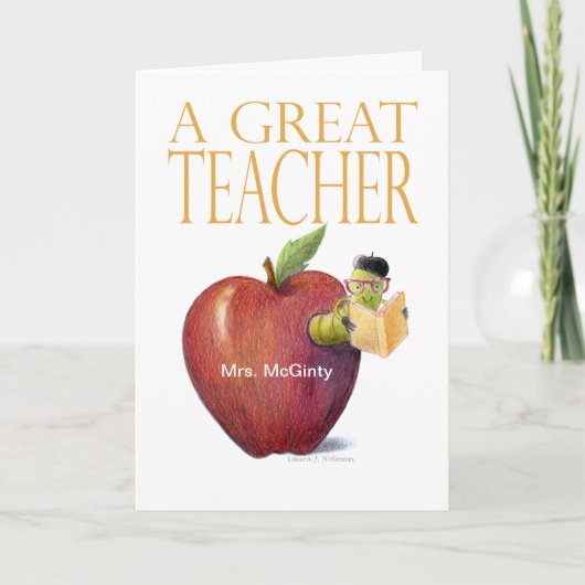 Een geweldige leraar Bedankt Worm in Apple Customi (Voorkant)