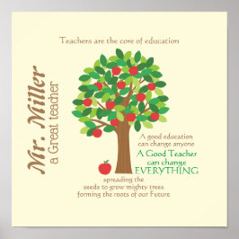 Een geweldige persoonlijke Apple-boom voor docente Poster