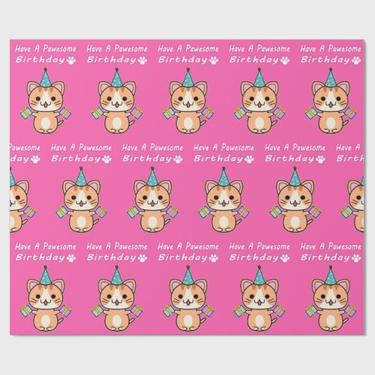 Een geweldige verjaardag - Ginger Tabby Cat 2 Cadeaupapier (Vlak)