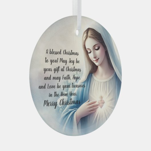 Een gezegend kerstfeest met de Maagd Maria Glas Ornament (Voorkant Rechts)