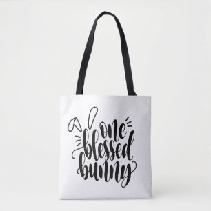 Een gezegende Bunny Pasen kalligrafie Tote bag