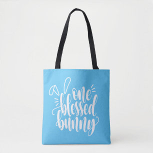 Een gezegende Bunny Pasen kalligrafie Tote bag