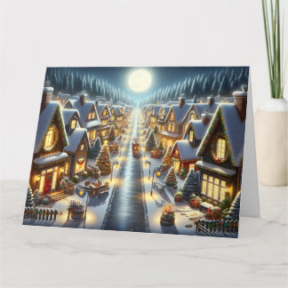 Een gezellig kerstdorp kaart