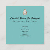 Een gezellige avond met kinderloze kattendame vierkante visitekaartje (Achterkant)