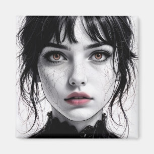 Een gezichtsopname van porselein met gebarsten zie magneet