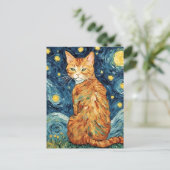 Een Ginger Tabby Cat in de Sterrennacht Briefkaart (Staand voorkant)