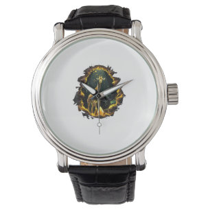 Een Giraffe in een boog versierd met glanzende C Horloge