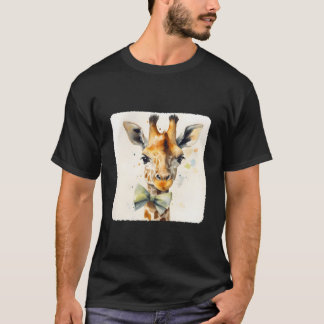 Een Giraffe Met Een Vlinderdas Mode Modele Dier T-shirt