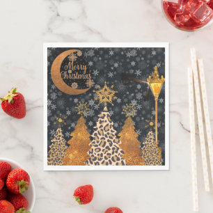 Een glamoureuze wilde luipaard Kerstmis Servet