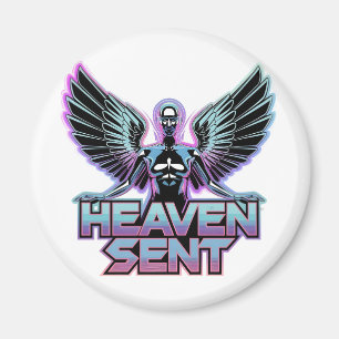 Een glanzende, metalen engel met vleugels, Y2K-ont Magneet