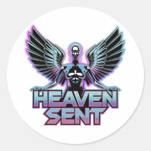 Een glanzende, metalen engel met vleugels, Y2K-ont Ronde Sticker