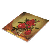 Een glas rozen, fijne kunst, tegeltje (Zijkant)