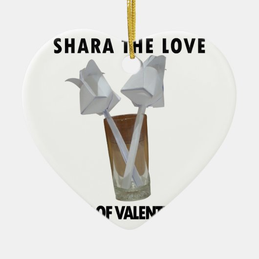 Een glas valentijn vrede. keramisch ornament (Voorkant)