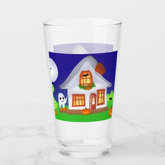 Een glas van hoge kwaliteit met Halloween House &  (Voorkant)