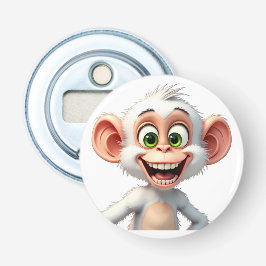 Een glimlachende witte Afrikaanse aap Button Flesopener