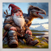 Een Gnome Warrior die rust met zijn draak Poster (Voorkant)