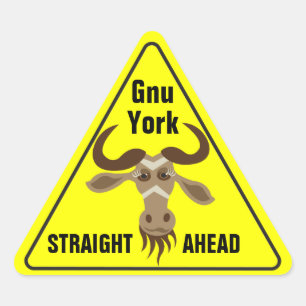 Een Gnu Stuff_road sign_Gnu York Straight Ahead Driehoek Sticker