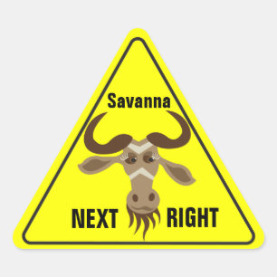 Een gnu Stuff_road sign_Savanna Next Right Driehoek Sticker