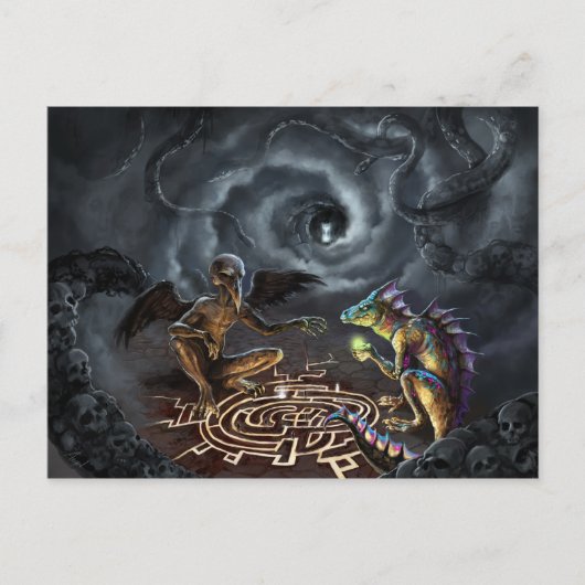 Een godenspel briefkaart (Voorkant)