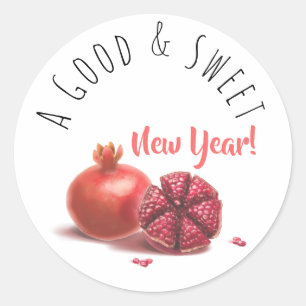 Een goed en mooi nieuwjaar! Holiday Pomegranates Ronde Sticker
