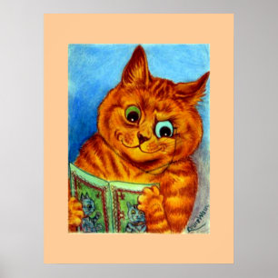 Een goed gelezen, geïllustreerd door Louis Wain, Poster