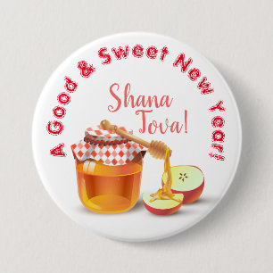 Een goed & lief nieuwjaar! Honing & Apple Shana To Ronde Button 7,6 Cm