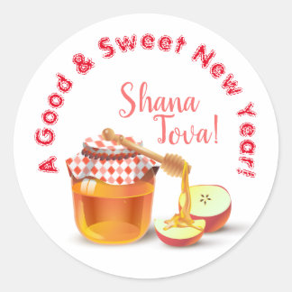 Een goed & lief nieuwjaar! Honing & Apple Shana To Ronde Sticker