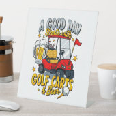 Een goede dag begint met golfkarretjes reclamebord met voetstuk (Insitu)