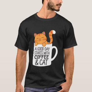 Een Goede Dag Begint Met Koffie En Grappige Katten T-shirt